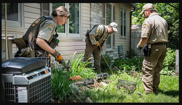 Wildlife control technicians working.