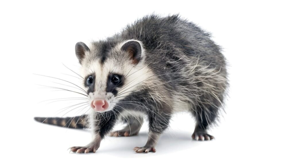 Baby opossum walking, isolated on white background Toronto