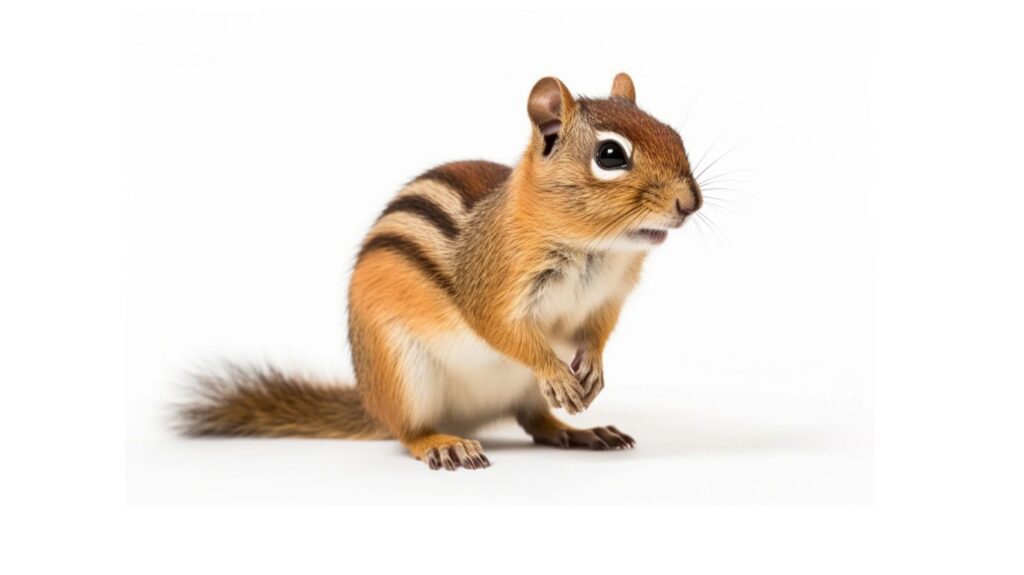 Chipmunk isolated on a white background, close up