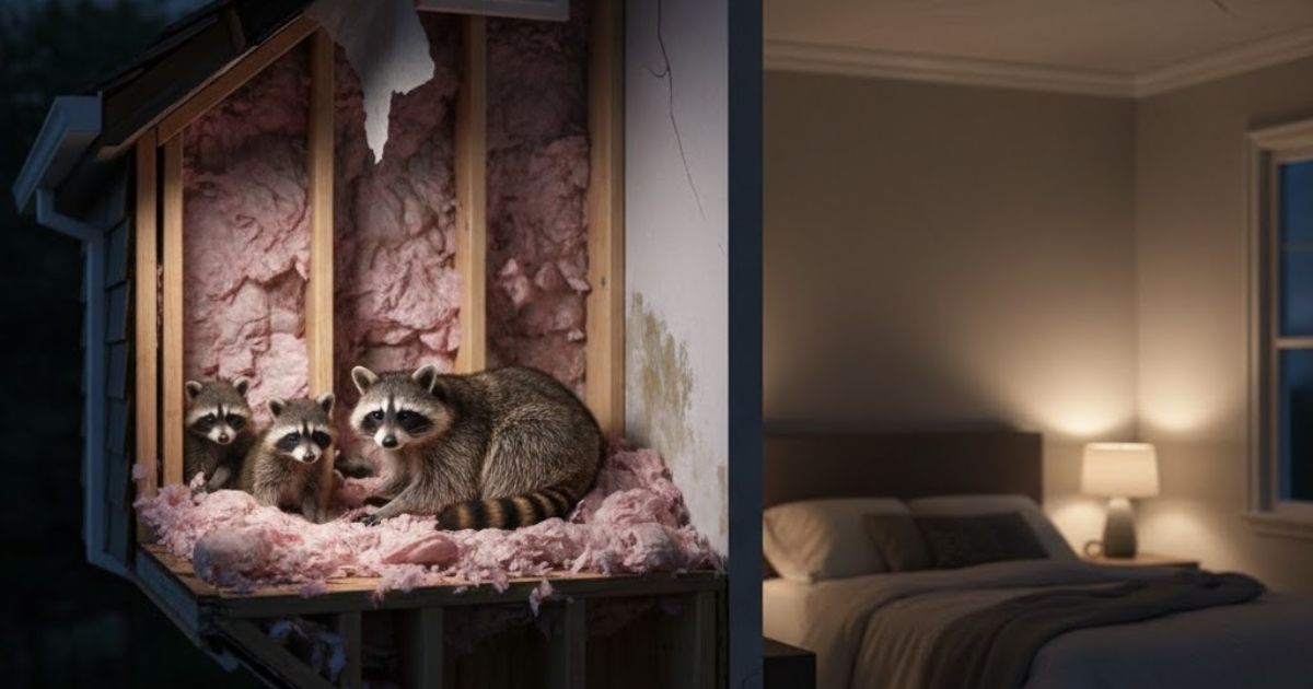 Baby raccoon nesting behaviour inside walls and ceilings