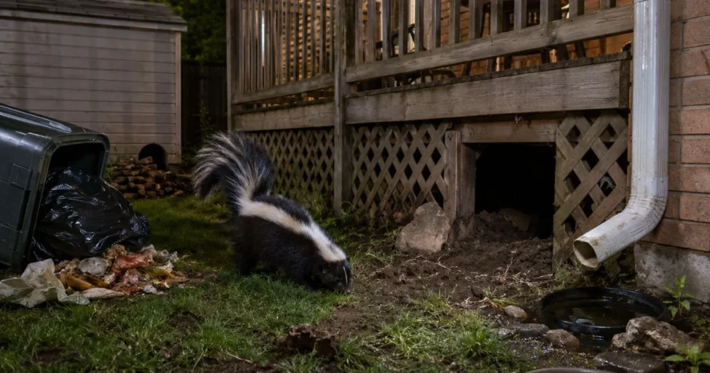 why is a skunk hanging around my house