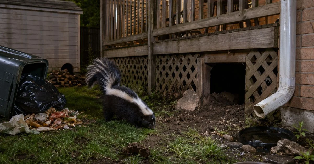 why is a skunk hanging around my house