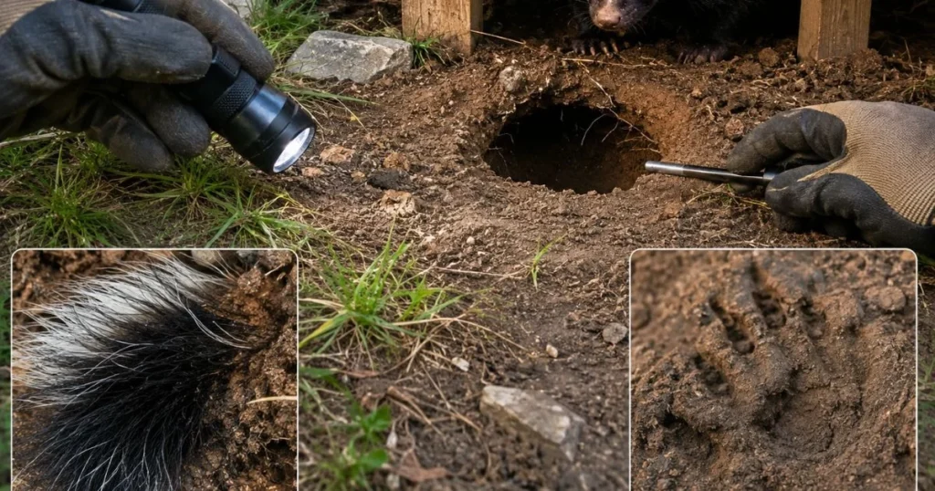how big is a skunk hole _ skunk burrow size